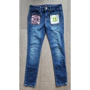 Gap kids sequin patch adjustable waist jeans girls 8